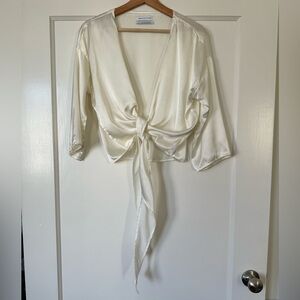 Urban Outfitters Nicole Satin Tie-Front Cropped Top